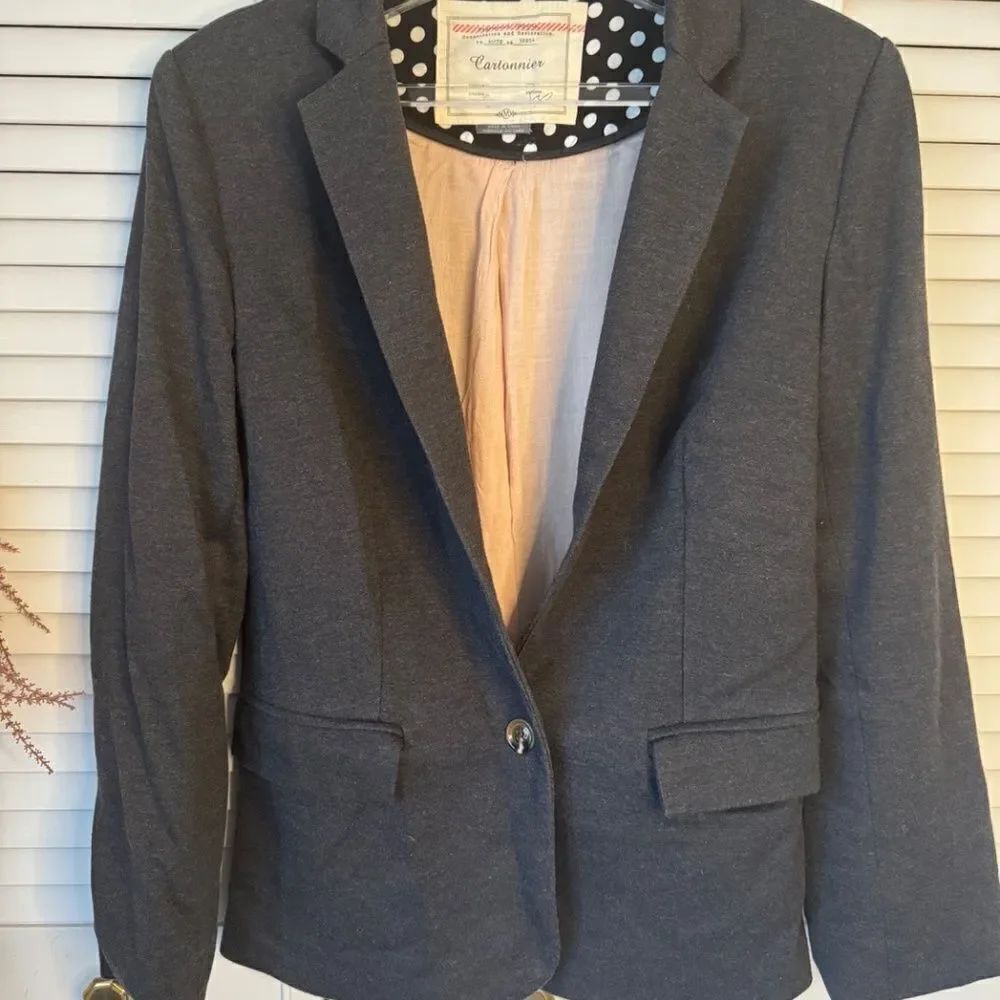 CARTONNIER Cotton French Terry Blazer Size M Gray Anthropologie